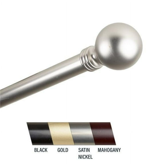 Central Design 100-01-995 Globus 1 in. Curtain Rod, 120-170 in. - Satin Nickel
