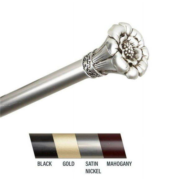 Central Design 100-02-285 Flora 1 in. Curtain Rod, 28-48 in. - Satin Nickel