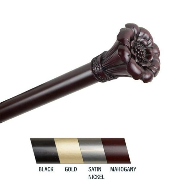 Central Design 100-02-996 Flora 1 in. Curtain Rod, 120-170 in. - Mahogany