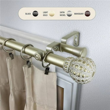 Central Design 100-05-483-D 1 in. Velia Double Curtain Rod with 48 to 84 in. Extension, Gold