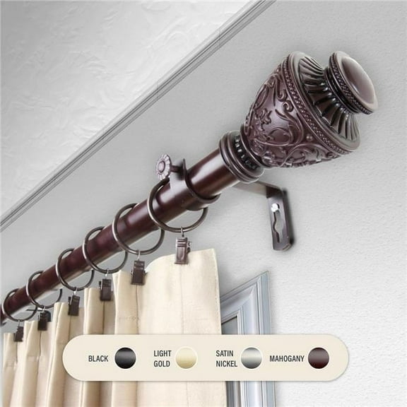 Central Design 100-09-666 1 in. Ron Curtain Rod with 66 to 120 in. Extension, Mahogany