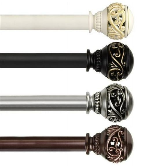 Central Design 100-26-662 1 in. Claudia Curtain Rod, Black - 66-120 in.