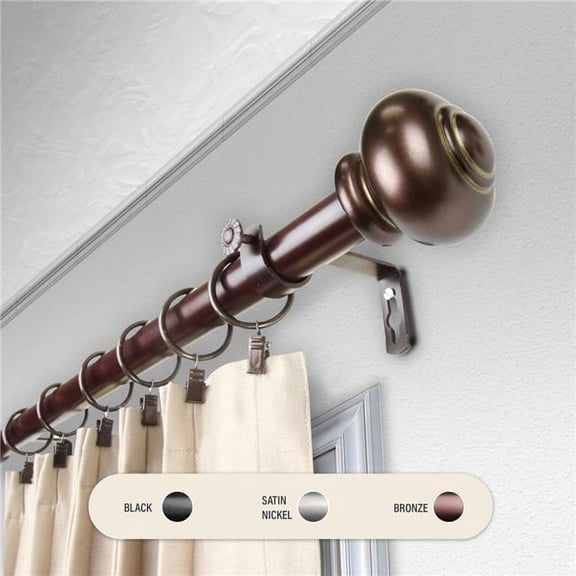Central Design 100-34-1609 1 in. Dani Curtain Rod with 160 to 240 in. Extension, Bronze