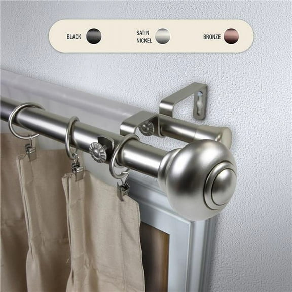 Central Design 100-34-485-D 1 in. Dani Double Curtain Rod with 48 to 84 in. Extension, Satin Nickel