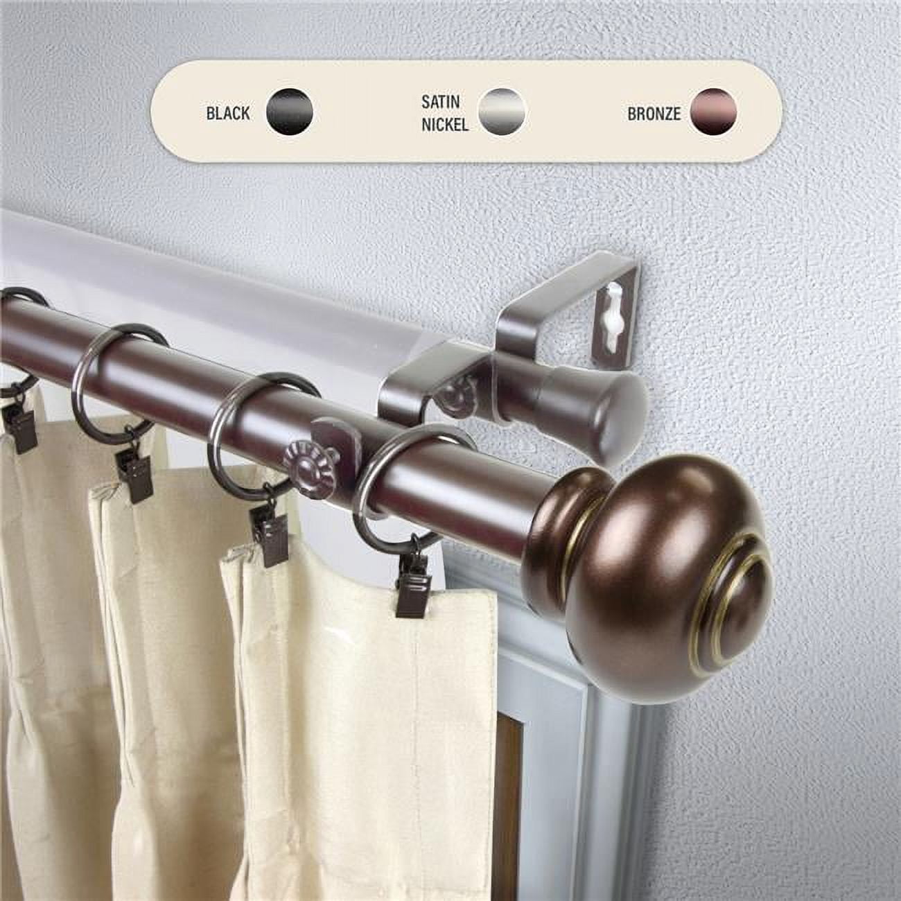 Central Design 100-34-669-D 1 in. Dani Double Curtain Rod with 66 to 120 in. Extension, Bronze
