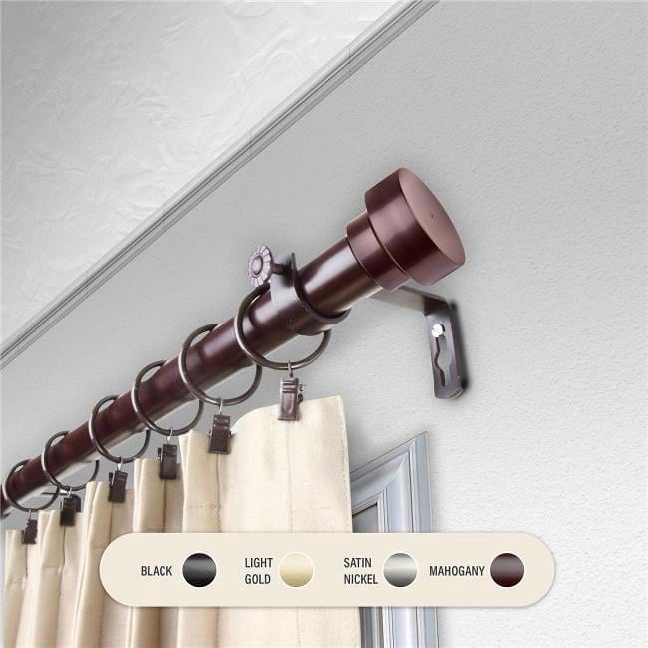 Central Design 100-37-286 1 in. Cover Curtain Rod with 28 to 48 in. Extension, Mahogany