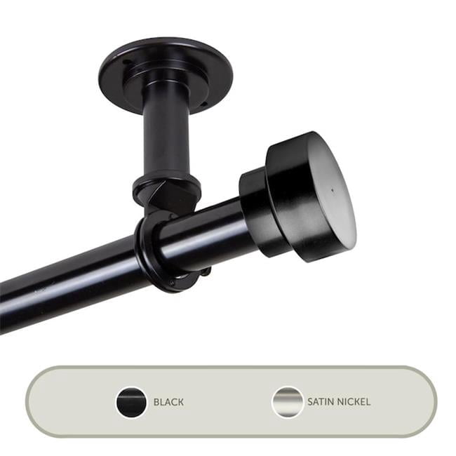 Central Design 100-37-662CL 1 in. Cover Ceiling Curtain Rod or Room Divider for 66 to 120 in. Windows, Black