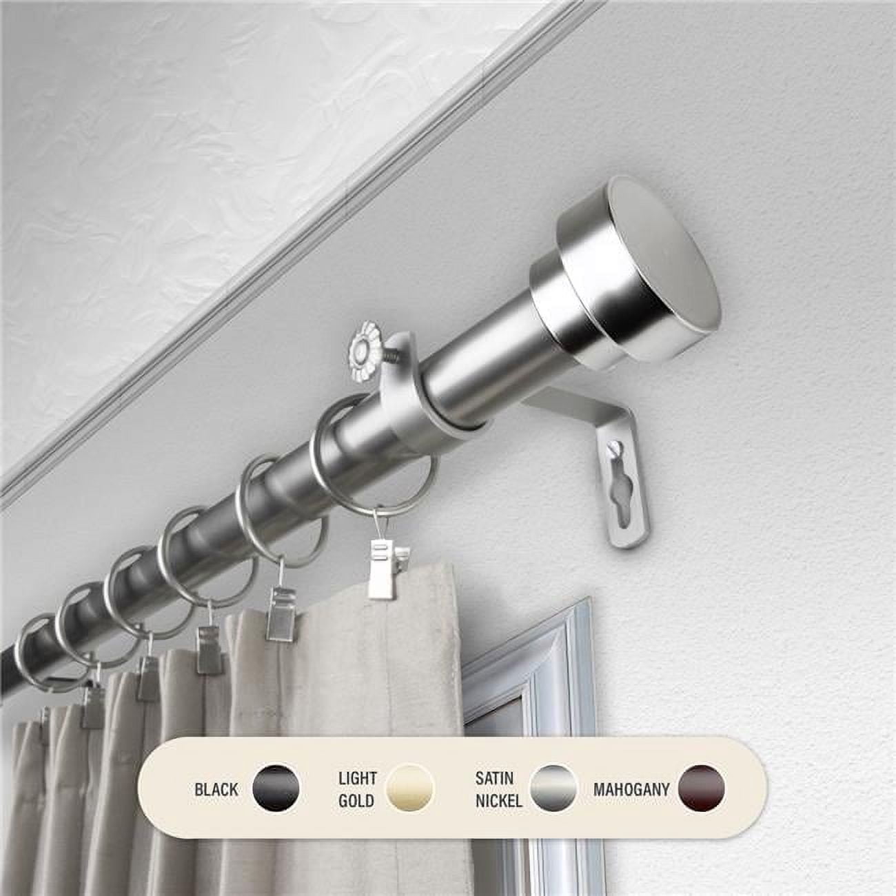Central Design 100-37-665 1 in. Cover Curtain Rod with 66 to 120 in. Extension, Satin Nickel