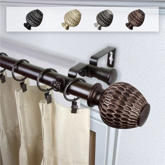 Central Design 100-39-289-D 1 in. Dia. Telmo Double Curtain Rod, Bronze - 28-48 in.