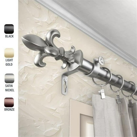 Central Design 100-45-285 1 in. Silas Curtain Rod with 28 to 48 in. Extension, Satin Nickel