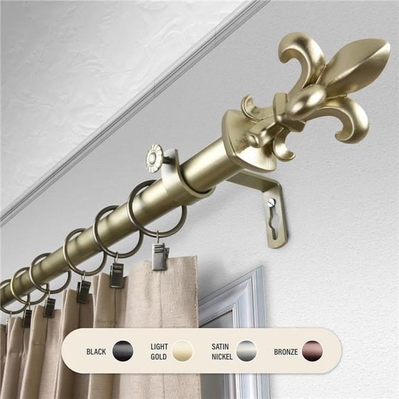 Central Design 100-45-483 1 in. Silas Curtain Rod with 48 to 84 in. Extension, Gold