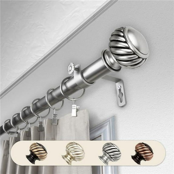 Central Design 100-46-485 1 in. Dia. Swivel Curtain Rod, Satin Nickel - 48-84 in.