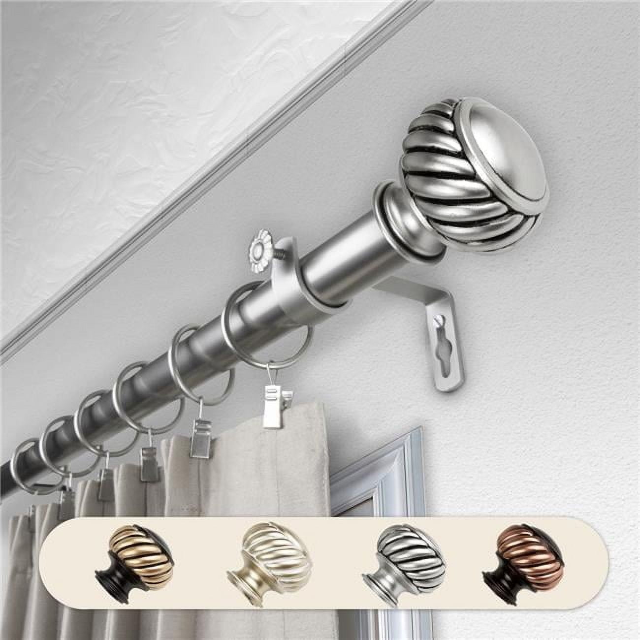 Central Design 100-46-995 1 in. Dia. Swivel Curtain Rod, Satin Nickel - 120-170 in.