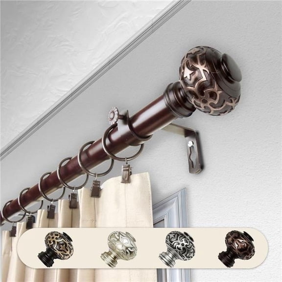 Central Design 100-49-669 1 in. Dia. Amber Curtain Rod, Bronze - 66-120 in.
