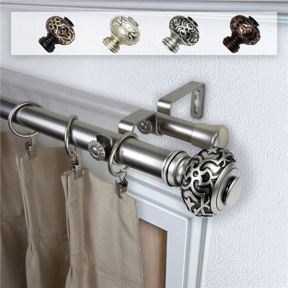 Central Design 1 in. Dia. Amber Curtain Rod, Satin Nickel - 120-170 in.