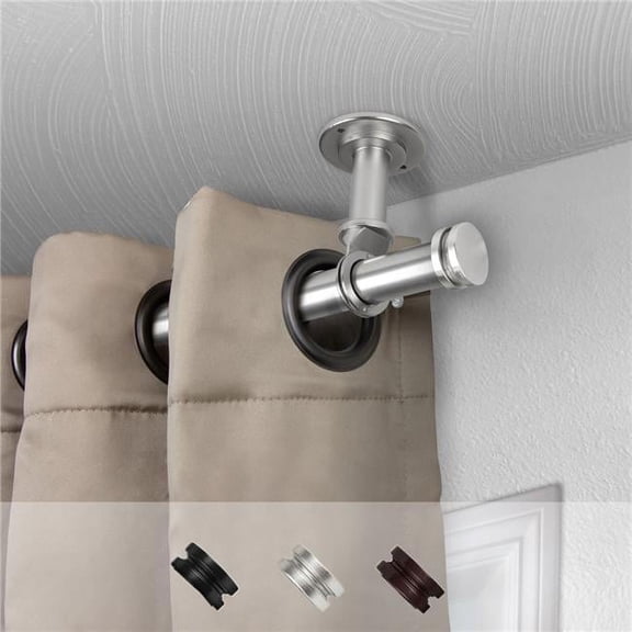 Central Design 100-50-485CL 1 in. Dia. Leo Ceiling Curtain Rod, Satin Nickel - 48-84 in.