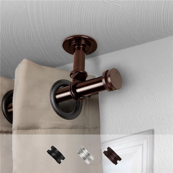 Central Design 100-50-669CL 1 in. Dia. Leo Ceiling Curtain Rod, Bronze - 66-120 in.