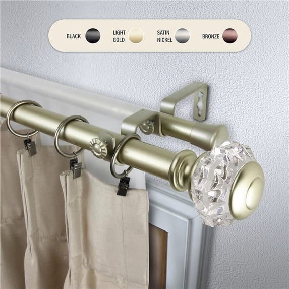 Central Design 100-59-483-D 1 in. Lyla Double Curtain Rod with 48 to 84 in. Extension, Gold