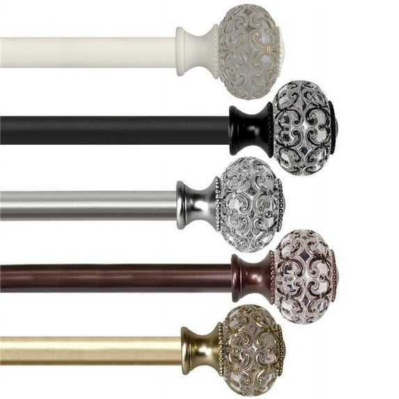 Central Design 100-60-661 1 in. Bailey Curtain Rod, White - 66-120 in.