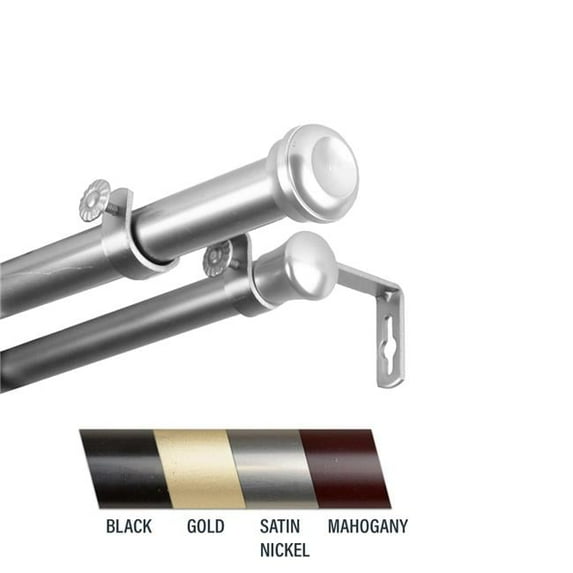 Central Design 100-68-995-D Cillo 1 in. Double Curtain Rod, 120-170 in. - Satin Nickel