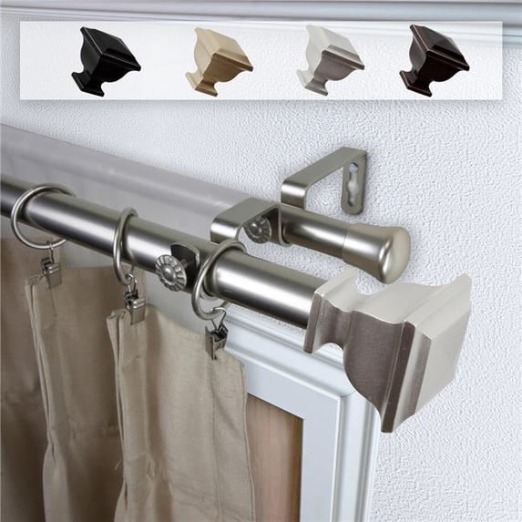 Central Design 100-71-485-D 1 in. Dia. Isha Curtain Rod, Satin Nickel - 48-84 in.