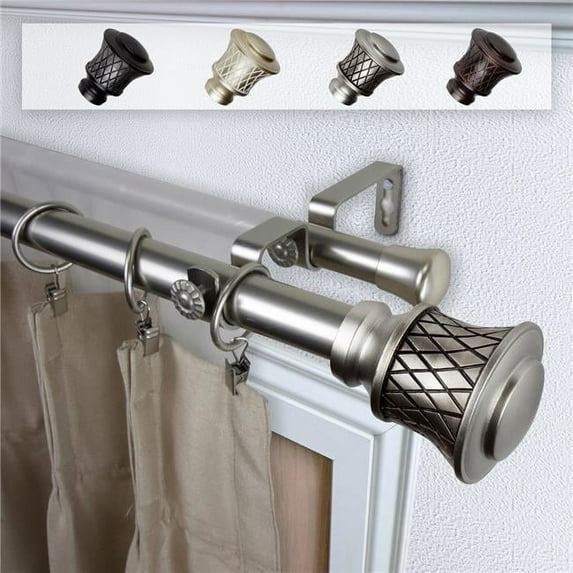 Central Design 100-75-285-D 1 in. Dia. Alina Curtain Rod, Satin Nickel - 28-48 in.