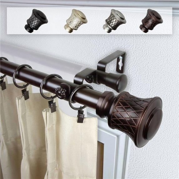 Central Design 100-75-669-D 1 in. Dia. Alina Curtain Rod, Bronze - 66-120 in.