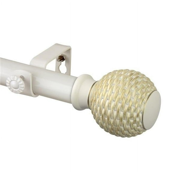 Central Design 100-76-481 1 in. Wicker Curtain Rod, White - 48-84 in.