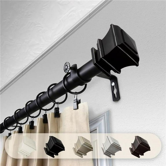Central Design 100-77-662 1 in. Dia. Michel Curtain Rod, Black - 66-120 in.