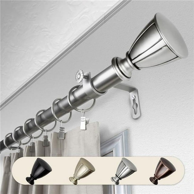 Central Design 100-78-285 1 in. Dia. Maja Curtain Rod, Satin Nickel - 28-48 in.