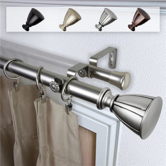Central Design 100-78-485-D 1 in. Dia. Maja Curtain Rod, Satin Nickel - 48-84 in.