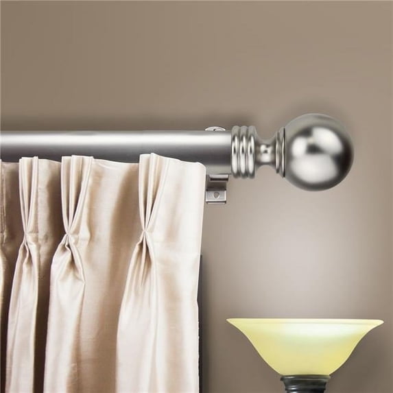 Central Design 150-04-28-5 1.5 in. Serena Curtain Rod with 28 to 48 in. Extension, Satin Nickel