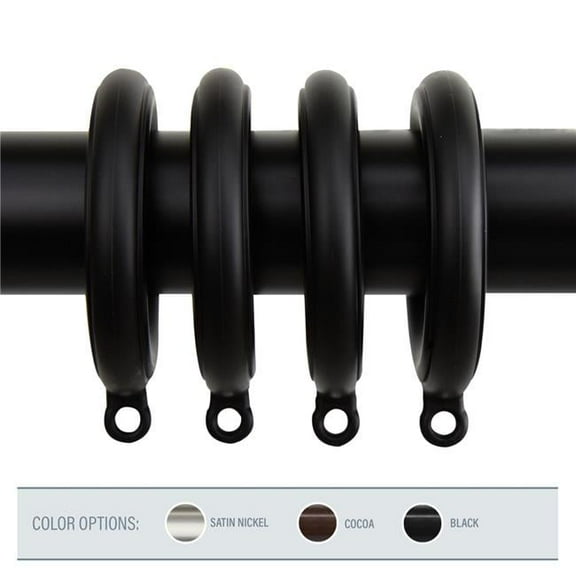 Central Design 1930-12 1.75 in. Poly Resin Curtain Eyelet Rings, Black - Set of 10