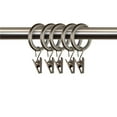 thumbnail image 1 of Central Design 1936-15 0.875 in. Dia. Noise-Canceling Curtain Rings with Clips, Satin Nickel, 1 of 1