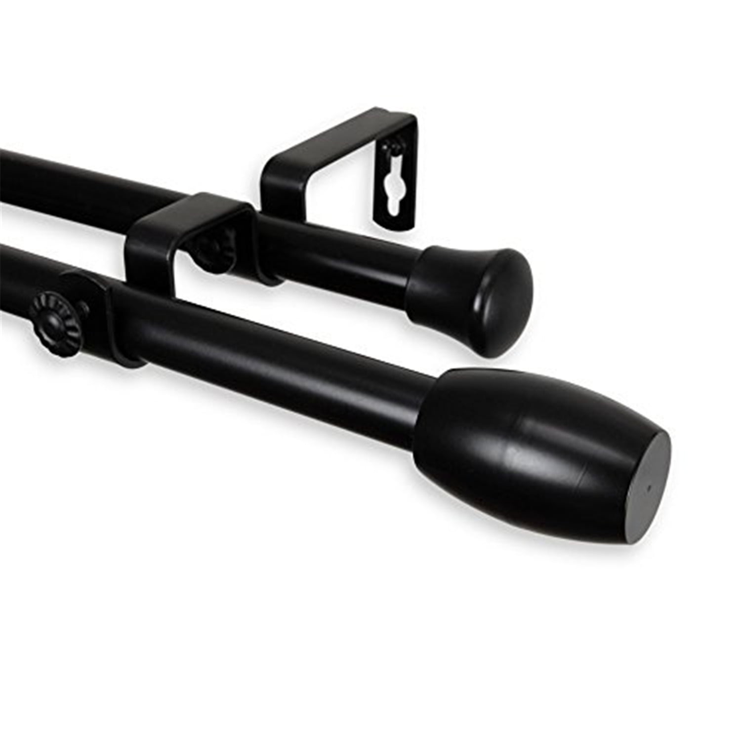 Central Design 4729-992 0.812 in. Dia. Julie Double Curtain Rod, Black ...