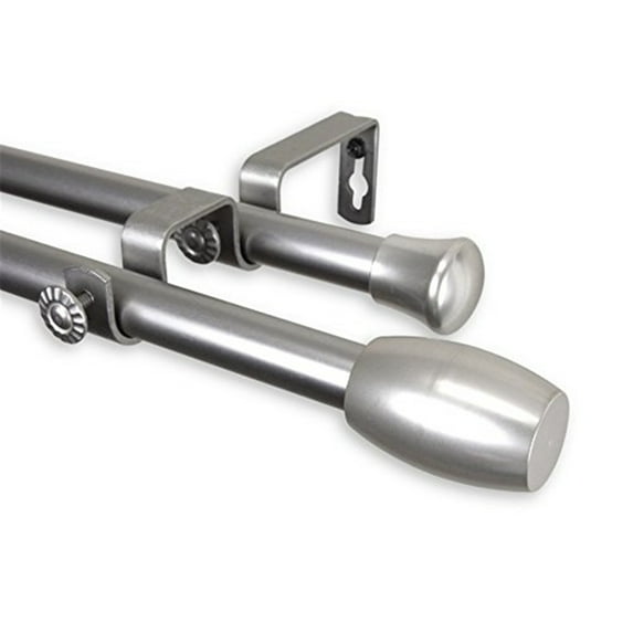 Central Design 4729-995 0.812 in. Dia. Julie Double Curtain Rod, Satin Nickel - 120-170 in.