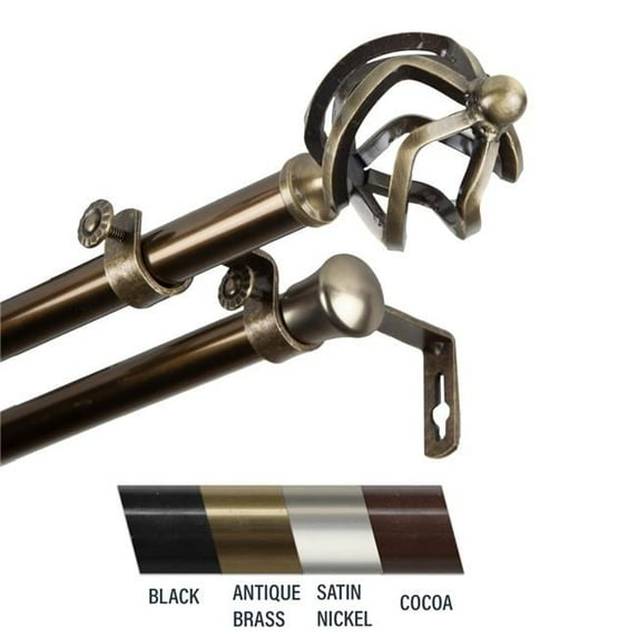 Central Design 4742-284 Giro 0.81 in. Double Curtain Rod, 28-48 in. - Antique Brass
