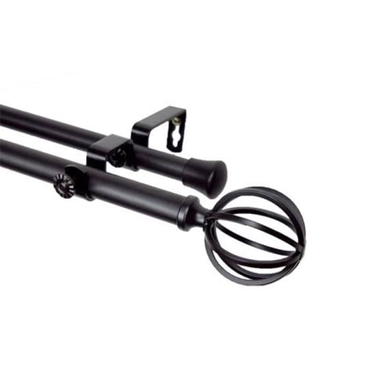 Central Design 4762-662 Crate 0.81 in. Double Curtain Rod, 66-120 in. - Black