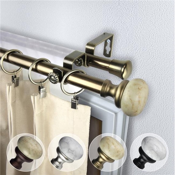 Central Design 4776-284 0.812 in. Dia. Creola Double Curtain Rod, Antique Brass - 28-48 in.