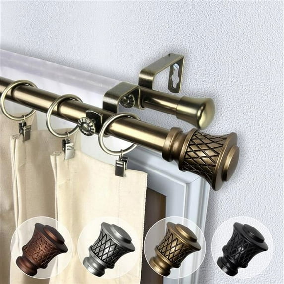 Central Design 4777-484 0.812 in. Dia. Verena Double Curtain Rod, Antique Brass - 48-84 in.