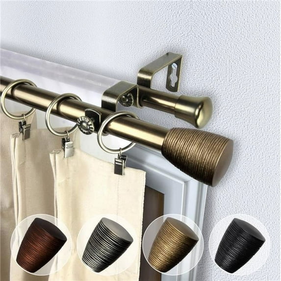 Central Design 4778-994 0.812 in. Dia. Anya Double Curtain Rod, Antique Brass - 120-170 in.