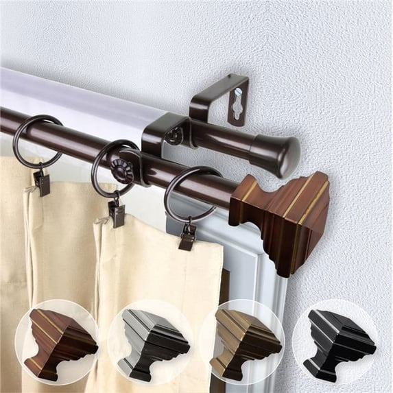 Central Design 4781-667 0.812 in. Dia. Kira Double Curtain Rod, Cocoa - 66-120 in.