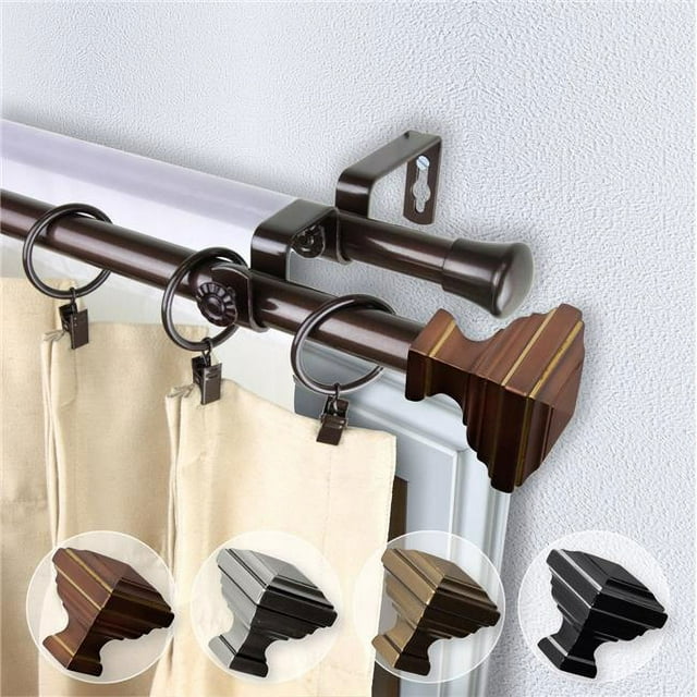 Central Design 4781-997 0.812 in. Dia. Kira Double Curtain Rod, Cocoa - 120-170 in.