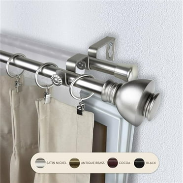 Central Design 4786-485 0.8125 in. Kingsly Double Curtain Rod with 48 to 84 in. Extension, Satin Nickel