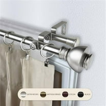 Central Design 4786-485 0.8125 in. Kingsly Double Curtain Rod with 48 to 84 in. Extension, Satin Nickel
