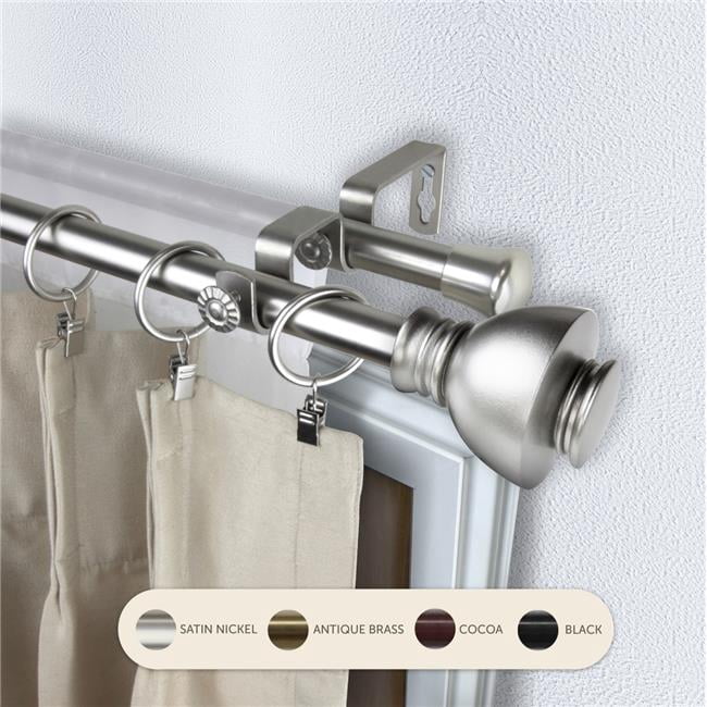 Central Design 4786-665 0.8125 in. Kingsly Double Curtain Rod with 66 to 120 in. Extension, Satin Nickel