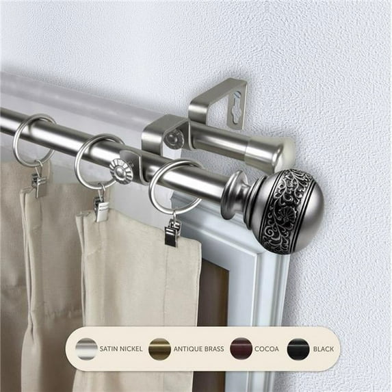 Central Design 4787-995 0.8125 in. Lucid Double Curtain Rod with 120 to 170 in. Extension, Satin Nickel
