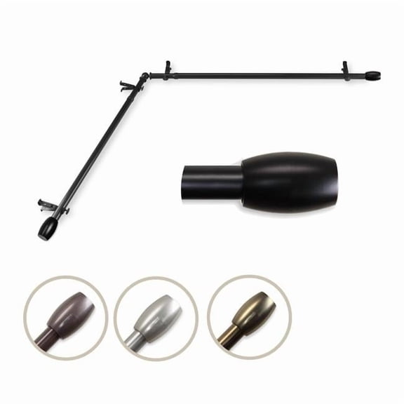 Central Design 4829-482-CORNER 0.812 in. Dia. Julie Corner Curtain Rod, Black - 48-84 in.