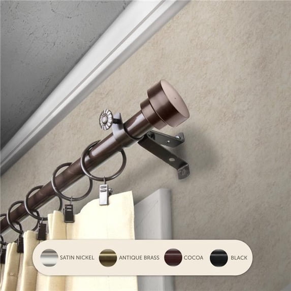 Central Design 4837-487 0.8125 in. Cappa Curtain Rod with 48 to 84 in. Extension, Cocoa