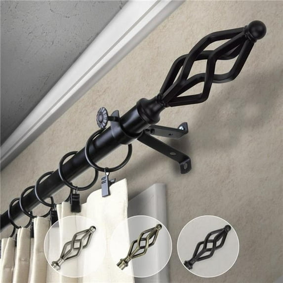 Central Design 4841-482 0.812 in. Dia. Vinci Curtain Rod, Black - 48-84 in.